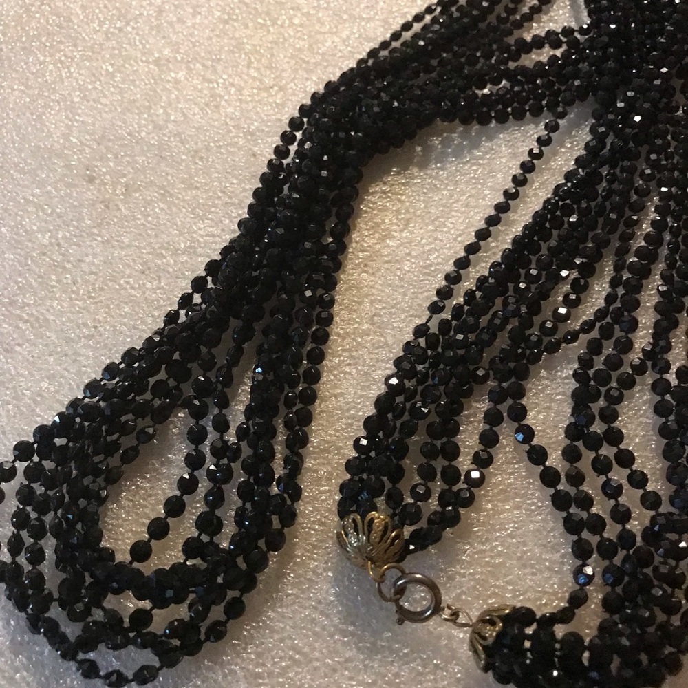 Black Multi-Strand  Bead Necklace - Unbranded